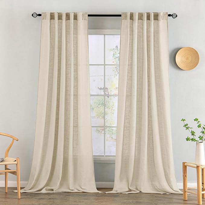 MIULEE Linen Curtains 108 Inch Length 2 Panels by MIULEE