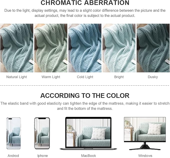 BOURINA Aqua Throw Blanket 50 x90 Inches Throw Textured Solid Soft Sofa Throw - Image 6