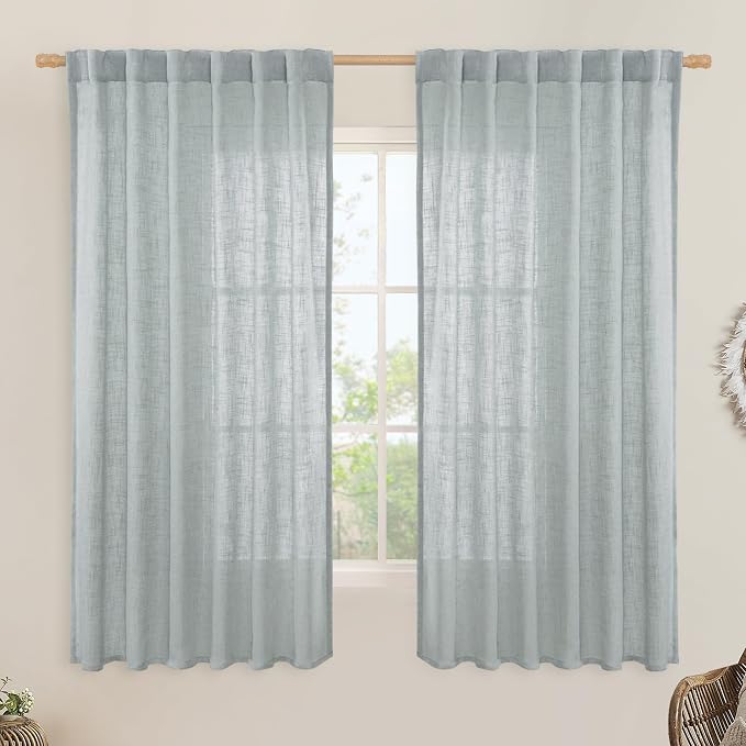 LAMIT Faux Linen Curtains 63 inches Long by LAMIT