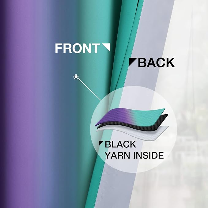 Yakamok Ombre Teal and Purple Curtains - Image 5