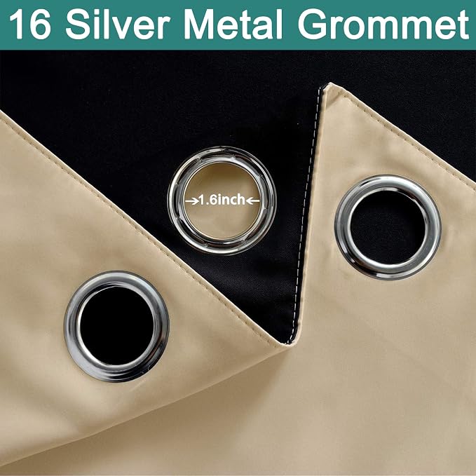 Yakamok 100% Blackout Thermal Insulated Grommet Curtains, Noise Reducing - Image 6