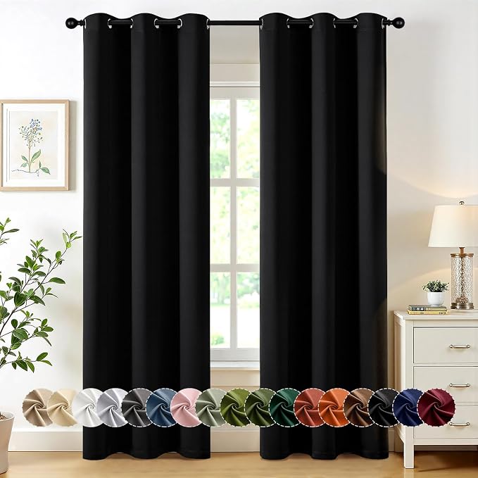 MIULEE Black Blackout Curtains for Bedroom Living Room 78 Inches Long 2 Panels by MIULEE