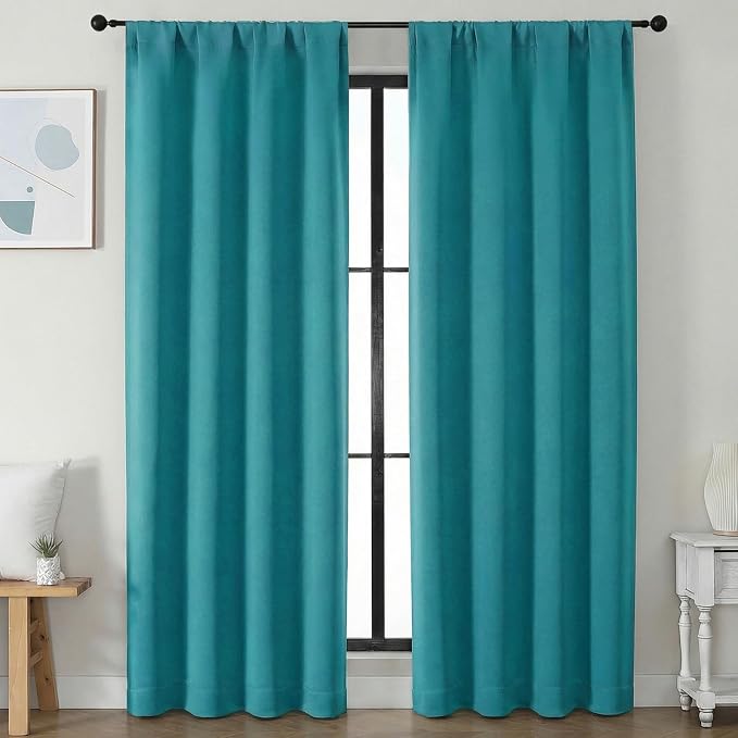Simplebrand Ava Teal Blackout Curtains by Simplebrand