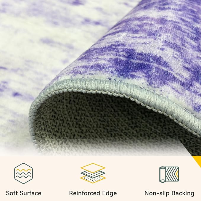 Washable Area Rugs 6ft Non-Slip Modern Abstract Soft - Image 4