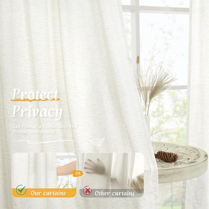 LAMIT Natural Linen Curtains 72 inch Length - Image 5
