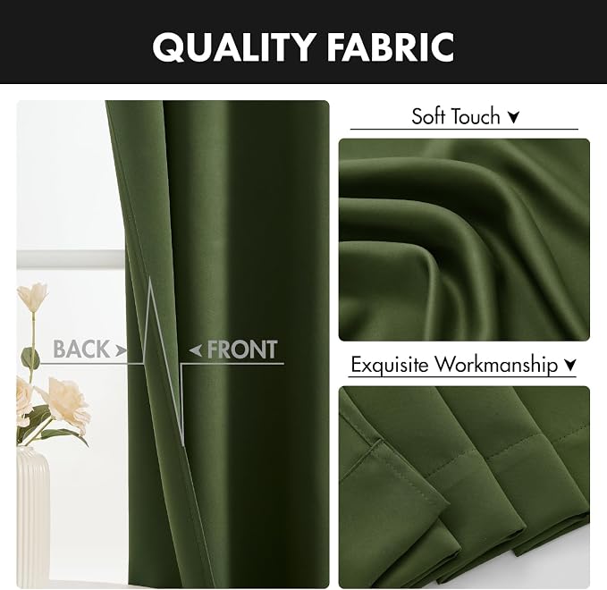 MIULEE 4-Panel 36 Inch Blackout Kitchen Tier Curtains Over Sink Olive Green | - Image 8