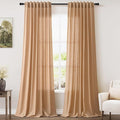 Nanspring Camel Linen Curtains for Living Room Extra Long 112 Inches Long Back by Nanspring