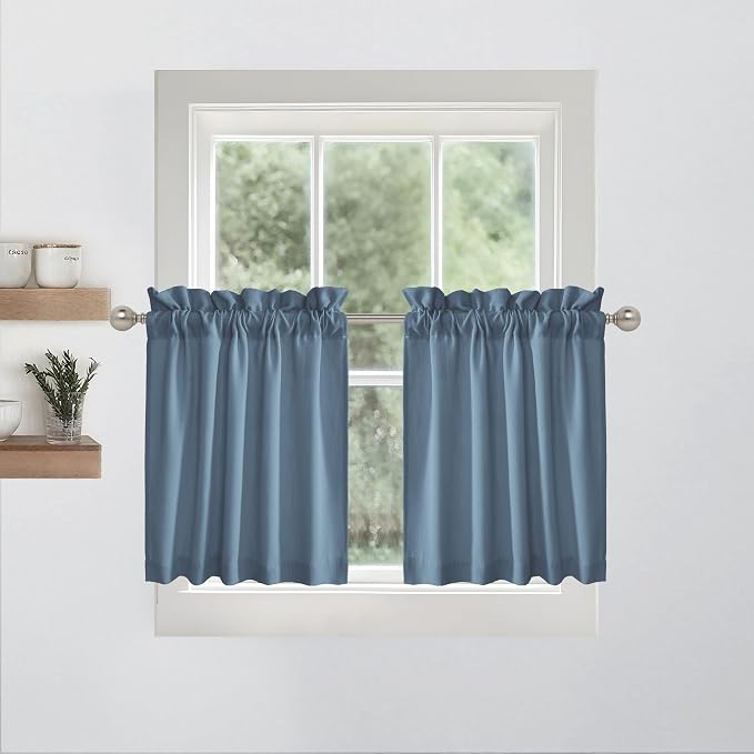 RYB HOME Short Kitchen Valances and Curtain Set, Thick Faux Linen Blended - Image 6