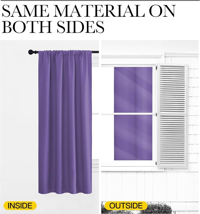 NICETOWN Kitchen Curtains, Lilac Purple, Short Blackout Curtains & Drapes - Image 5