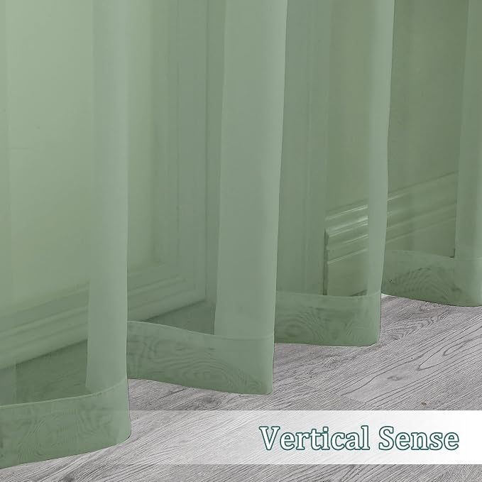 Chyhomenyc Sage Green Sheer Curtains 108 Inches Long - Image 6
