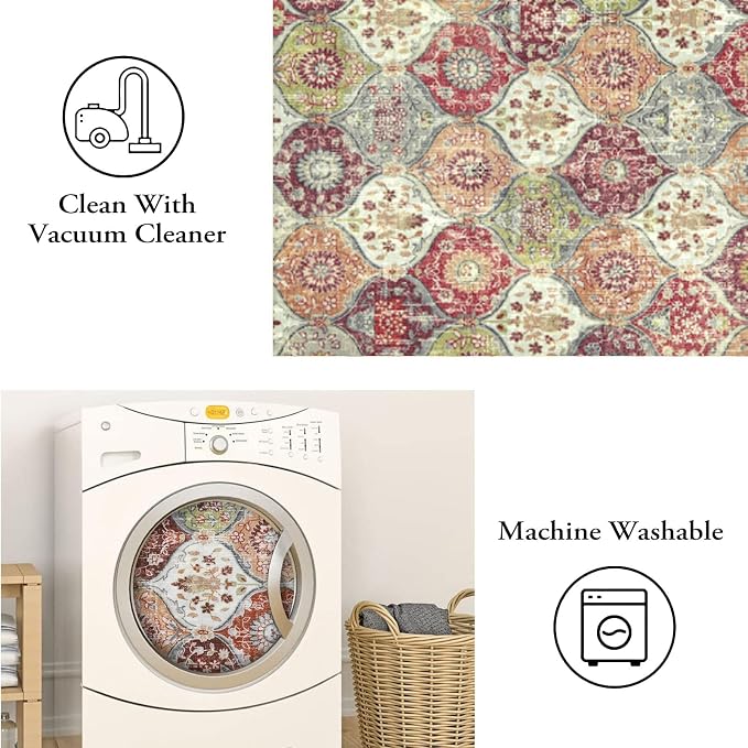 Lahome Moroccan Washable Round Rugs, Non-Slip Soft Round Rug 4ft Ultra-Thin | - Image 6