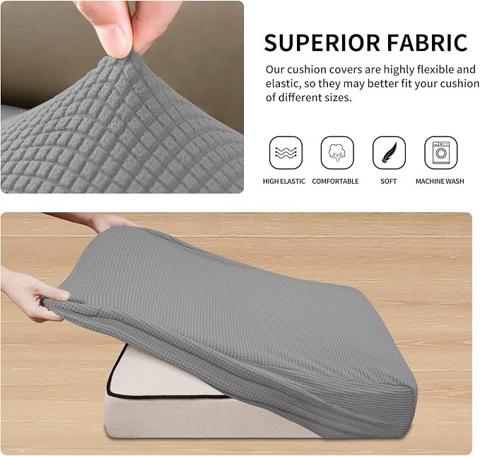 Easy-Going Stretch 3 Pieces Couch Cushion Covers - Image 4