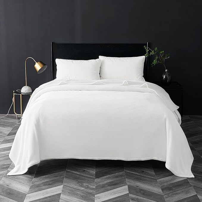 Bedsure GentleSoft Fleece Blankets King Size White - Image 4
