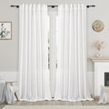 Nanspring White Linen Curtains 90 Inches Long by Nanspring