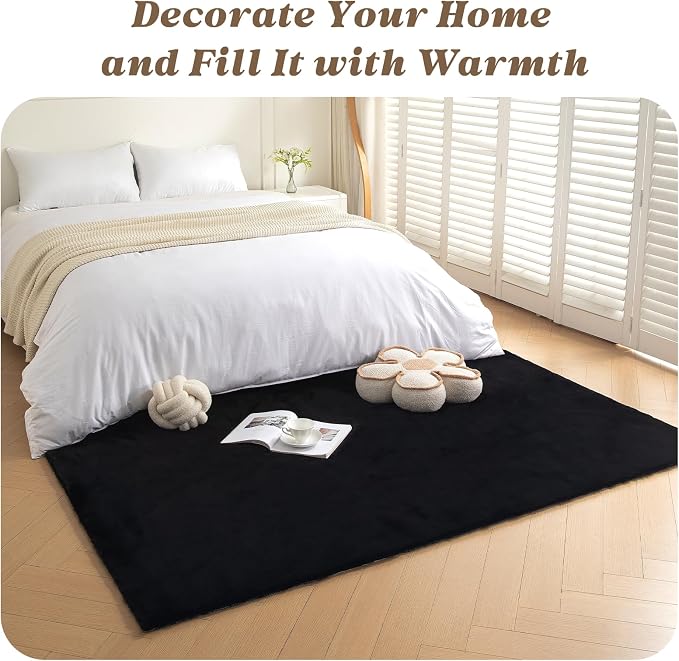 ThreadGlobe Fluffy Faux Rabbit Fur Rug 5'x7', Cloud-Soft Rugs - Image 6