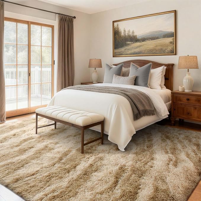 Area Rugs for Living Room, Tie-Dyed 6x9 Feet Soft Fluffy Shagg Plush Rug High - Image 2