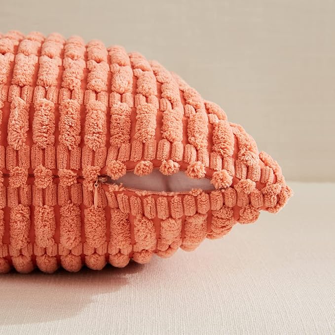 Fancy Homi 4 Packs Boho Coral Decorative Throw Pillow Covers 22x22 Inch - Image 3