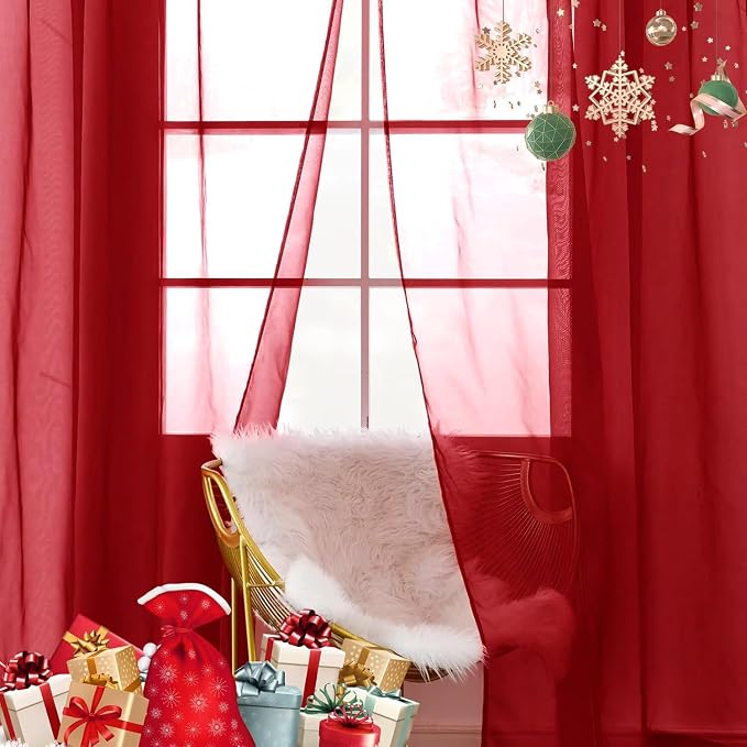 SpaceDresser Sheer Voile Window Treatment Rod Pocket Curtain Panels - Image 3