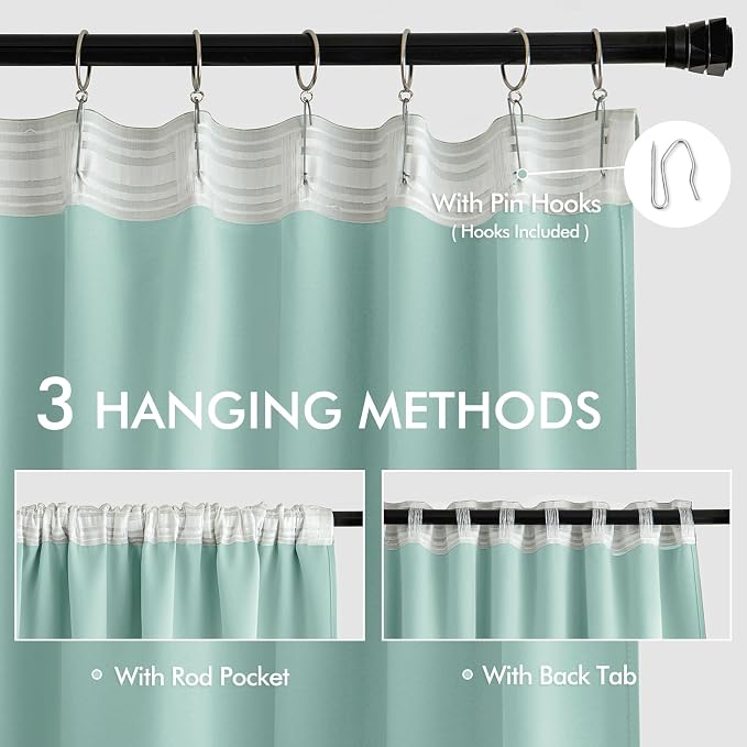 MIULEE Aqua Back Tab Blackout Curtains 102 Inch Long 2 Panels Set - Image 3