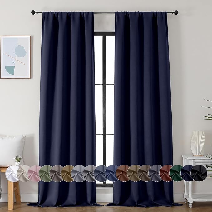 Simplebrand Ava Navy Blue Blackout Curtains by Simplebrand