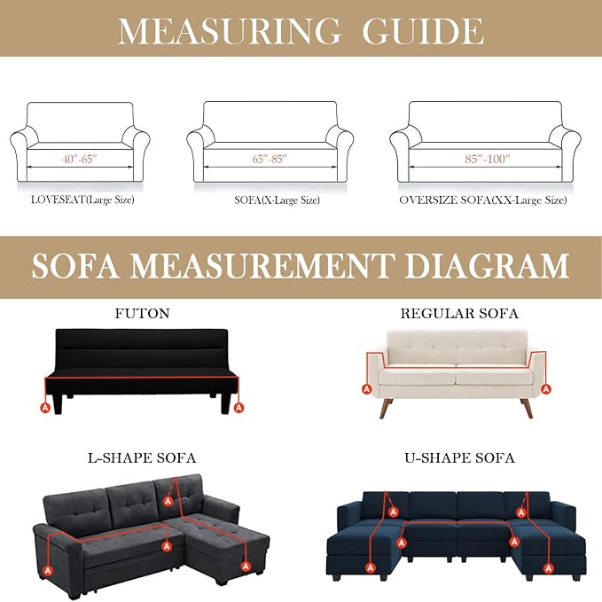 HANDONTIME Khaki Couch Covers for Sectional Sofa L Shape Cute Loveseat Covers - Image 3