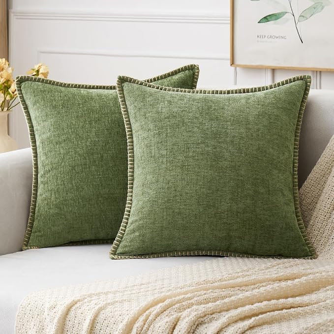 MIULEE Pack of 2 Couch Throw Pillow Covers 16x16 Inch Sage Green Farmhouse by MIULEE