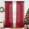 MIULEE Burgundy Red Linen Curtains 96 Inch Long by MIULEE