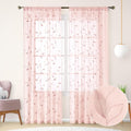 HOMEIDEAS Blush Pink Sheer Curtains 52 X 96 Inches Length 2 Panels Embroidered by HOMEIDEAS
