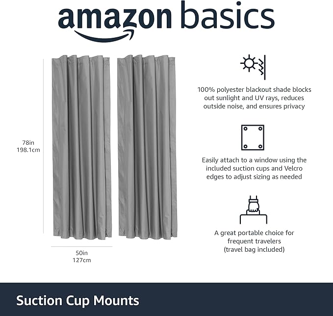Amazon Basics Portable Energy Saving Noise Reducing Blackout Curtain Shade - Image 2