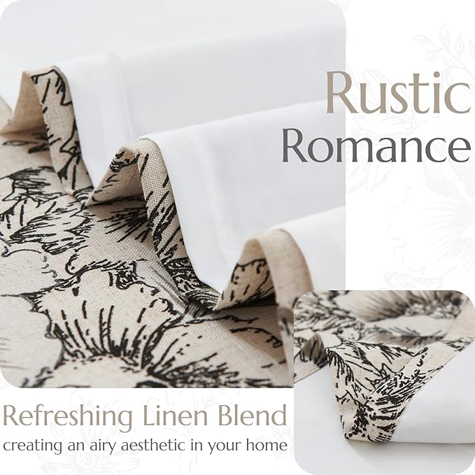 jinchan Floral Linen Lined Curtains - Image 3