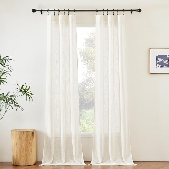 NICETOW Semi Sheer Linen Curtains - Image 2