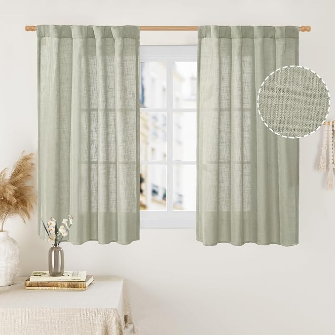 LAMIT 45 Inch Length Linen Curtains by LAMIT