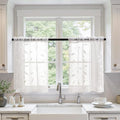 MIULEE White Sheer Curtains 2 Panels Embroidered Leaf Patterned Rod Pocket by MIULEE
