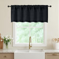 Black Valances for Windows, Light Filtering Faux Linen Textured Small Short by WelvetBLK