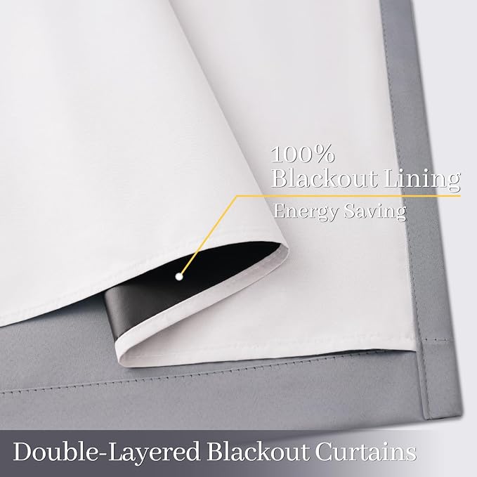 Yakamok 100% Blackout Curtain Panels 96 inches Cold and Light Blocking Drapes - Image 4