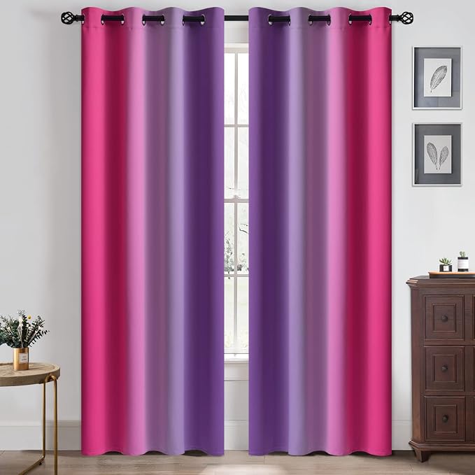 Yakamok Ombre Pink and Purple Curtains - Image 2