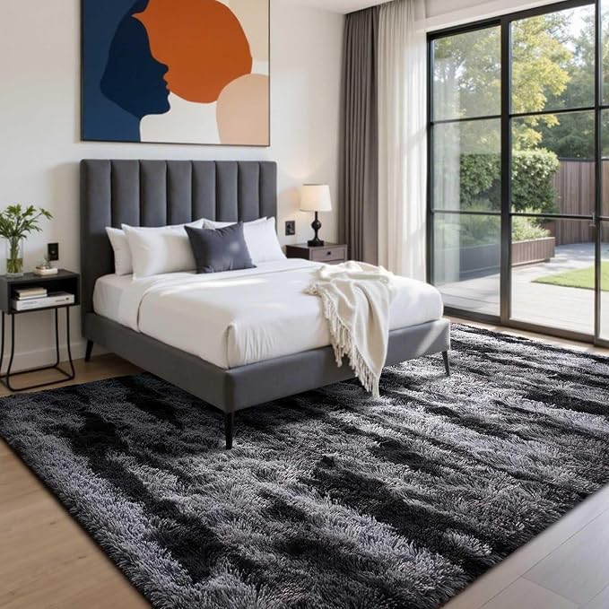 5x7 Ft Large Shag Rugs for Bedroom Living Room for Men Boys, Tie Dyed Ultra - Image 3