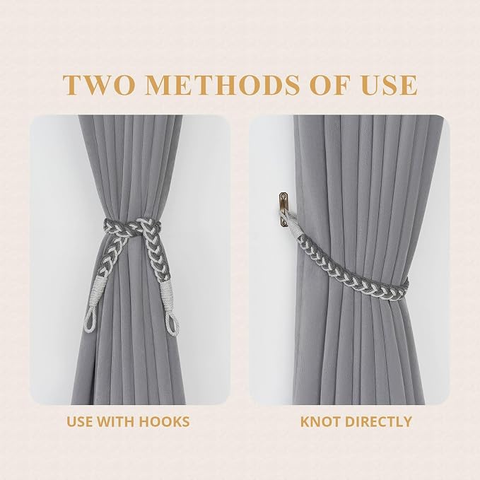 NICEEC 4 Pack Natural Cotton Rope Curtain Tiebacks Elegant Boho Style - Image 5