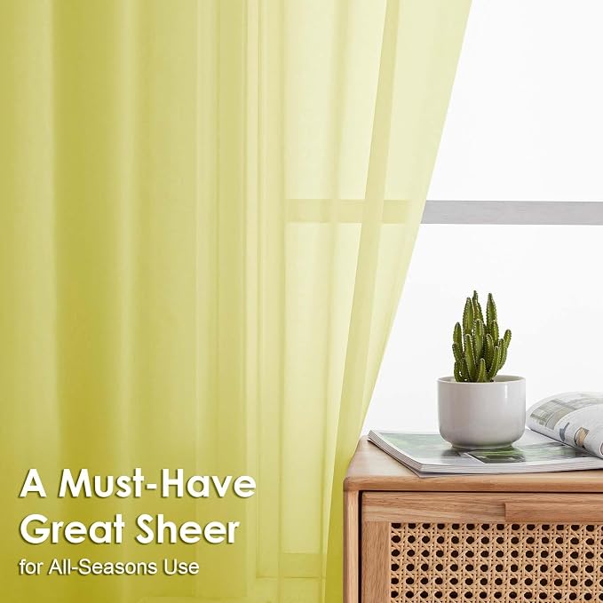 OVZME Sheer Curtains 63 inch Length 2 Panels Set - Image 5