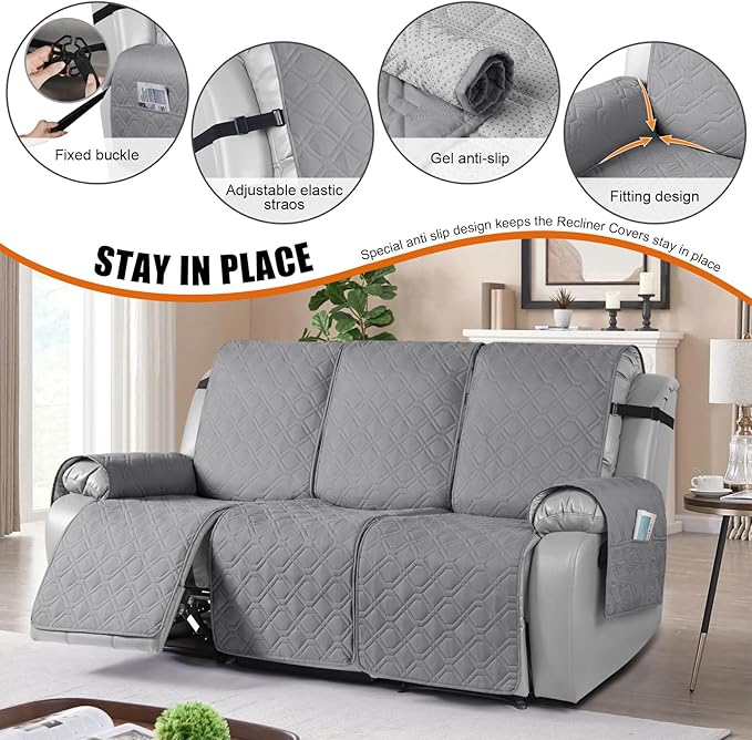 VANSOFY Waterproof Recliner Couch Covers, Sofa Covers 1-Piece Washable - Image 2