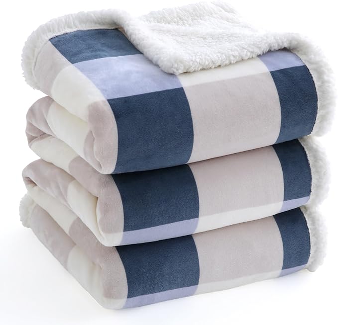 PU MEI Sherpa Throw Blanket Reversible Large Big King Size Flannel Blankets - Image 4