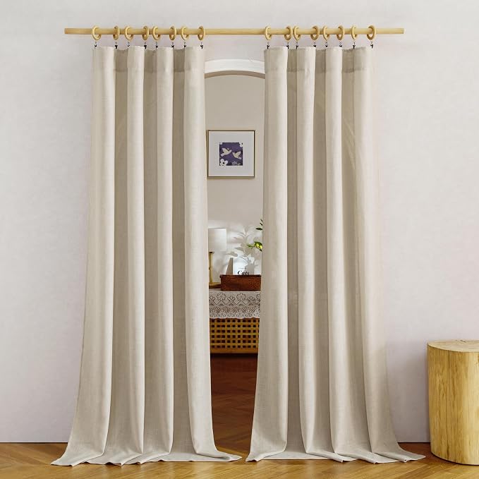 NICETOWN Linen Taupe Curtains 84 inches Long, Rod Pocket & Back Tab Flax Linen - Image 2