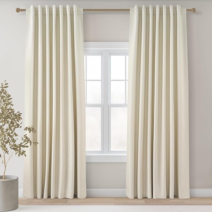 Topfinel Cream White 100% Blackout Curtains 72 Inches Long 2 Panels by Topfinel
