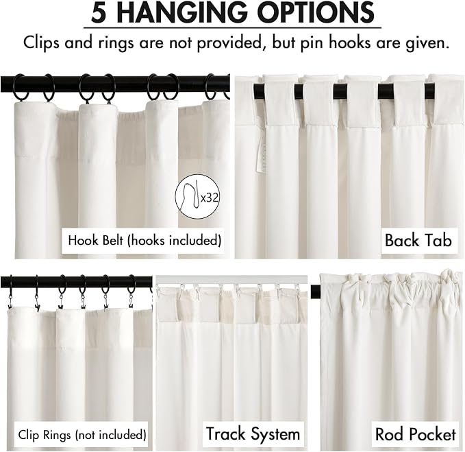 MIULEE Velvet Curtains 50W x 100L 2 Panels Ivory Blackout Curtains | Luxury - Image 2