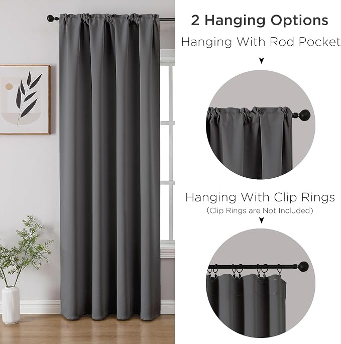 CUCRAF Light Grey Blackout Curtains 72 inch Length 2 Panels Set, Rod Pocket - Image 3