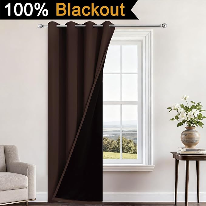 Yakamok 100% Blackout Curtains 84 Inches Long, 2 Thick Layers Heat and Full - Image 2