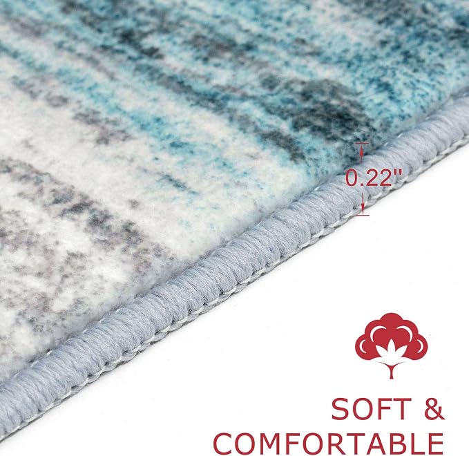KOZYFLY Washable Area Rug 5x7 Modern Ombre Living Room Thin Rug Non-Slip Soft - Image 2