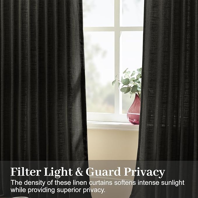 IVAPUPU Black Pinch Pleated 84 Inch Curtains - Image 2