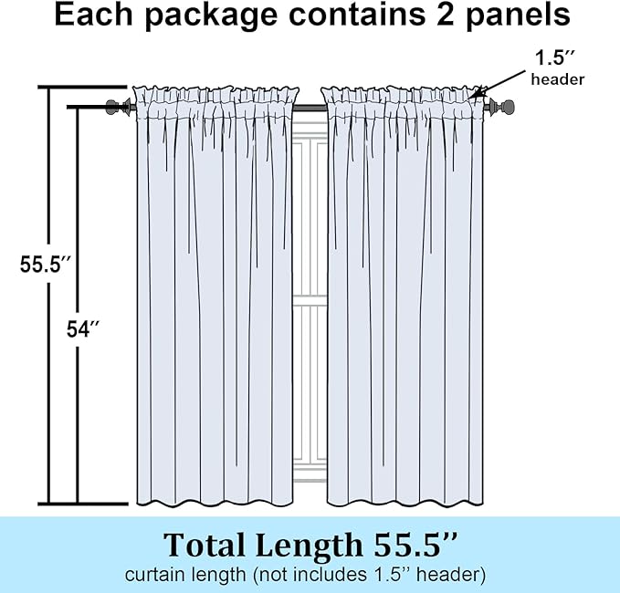 Simplebrand Chocolate Semi Sheer Curtains 54 Inch Length 2 Panels, Geometric - Image 7