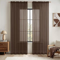 MIULEE Chocolate Brown Sheer Curtains 54 X 90 Inches, 2 Panels | Voile Drapes by MIULEE